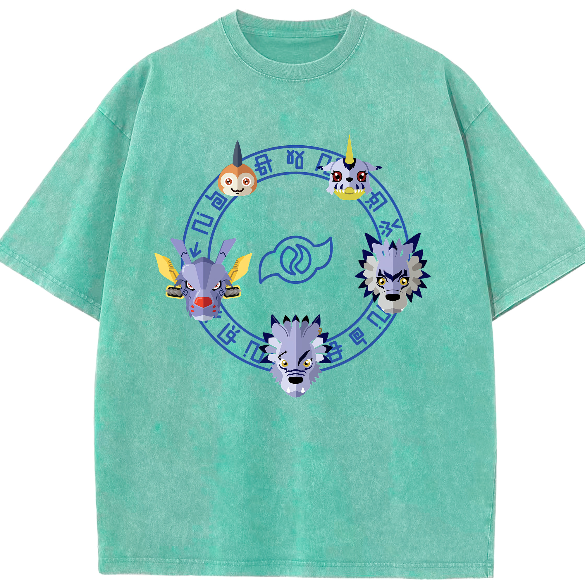 （画像用） Digimon デジタルモンスター/デジモン 綿100% ヴィンテージ風 半袖Tシャツ（フロントプリント）